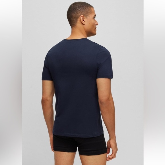 BOSS 3 Pack Classic Logo-Embroidered Cotton T-Shirts XL White/Navy/Black - Picture 4 of 4